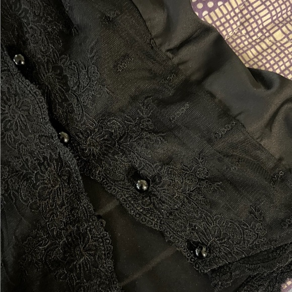 Y2K Black Lace Trim Button Up Camisole Top - Picture 2 of 5
